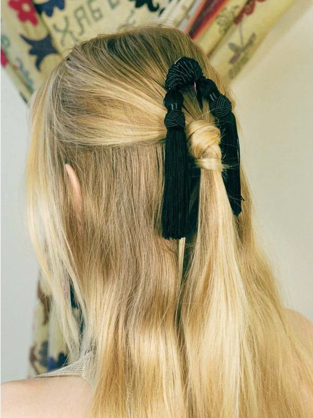 Mosquito Vega Hair Comb tortoise silk tassels 18K gold hair accessory
